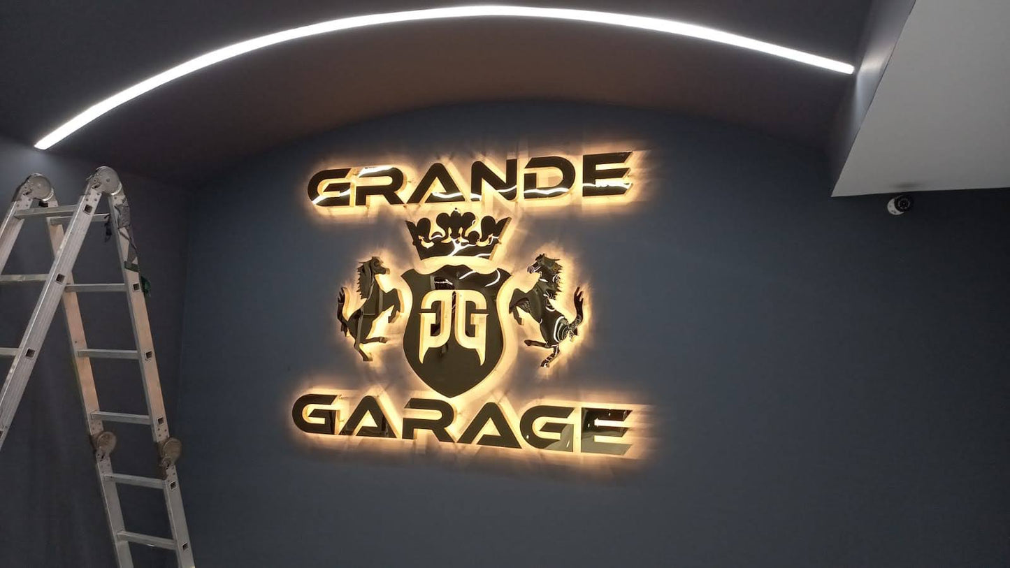 3D backlit metal business sign for office and custom logo decoration with LED illumination
