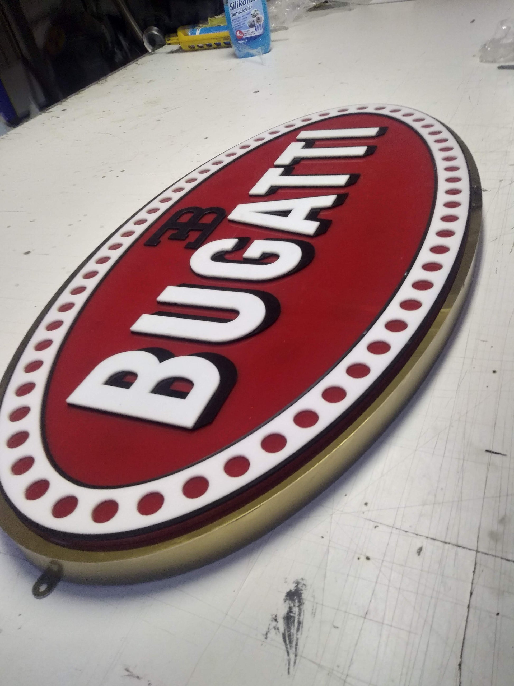Bugatti Wall Sign Metal Automotive Decor for Garage and Man Cave