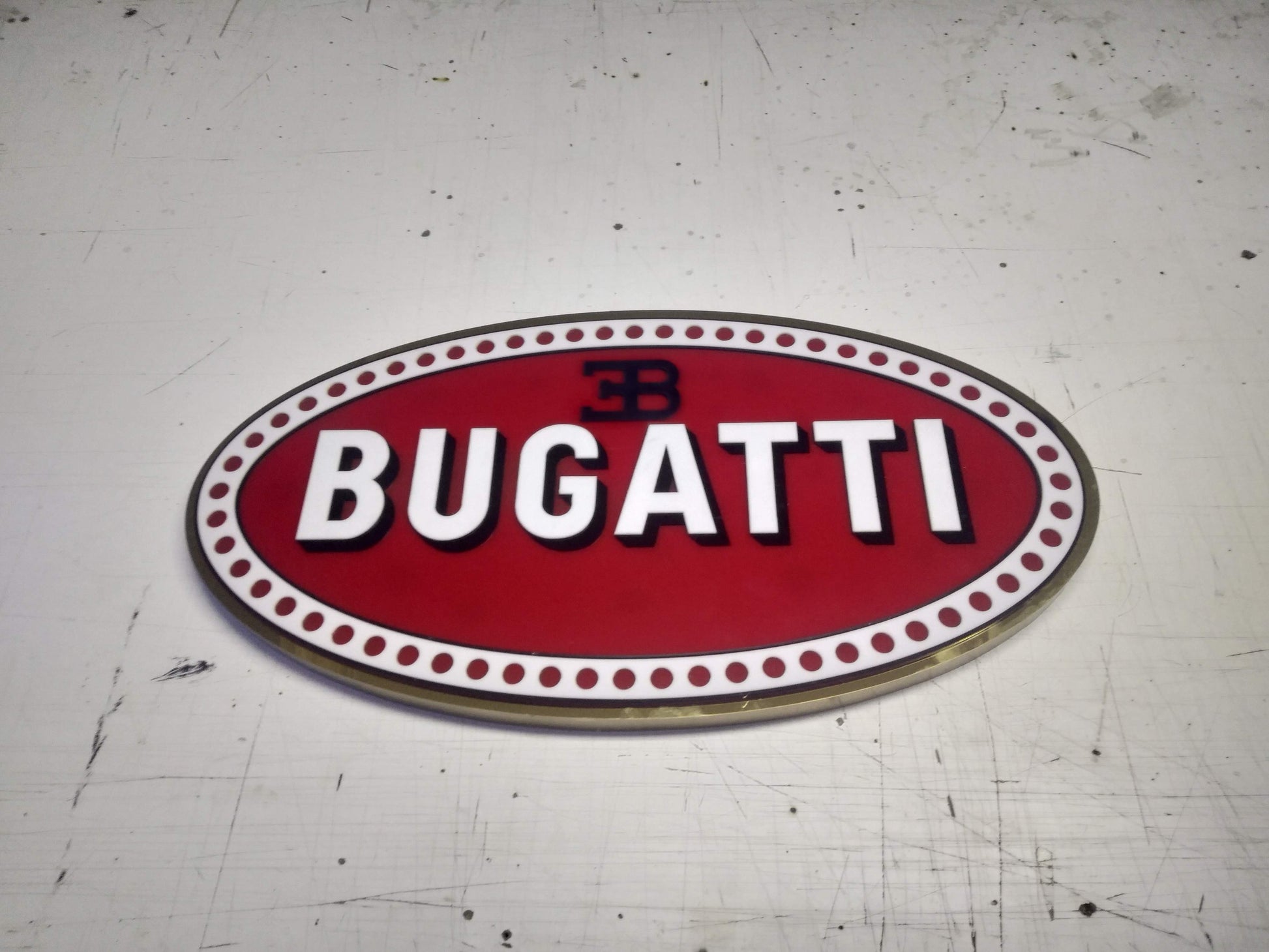 Bugatti Wall Sign Metal Automotive Decor for Garage and Man Cave