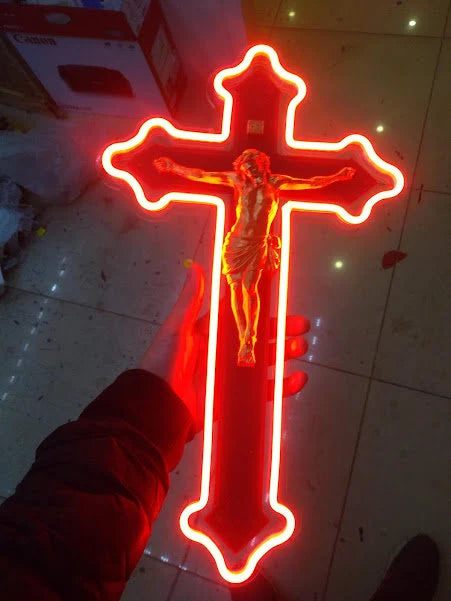 Custom Cross Neon Sign LED Wall Decor for Home, Church, and Prayer Room