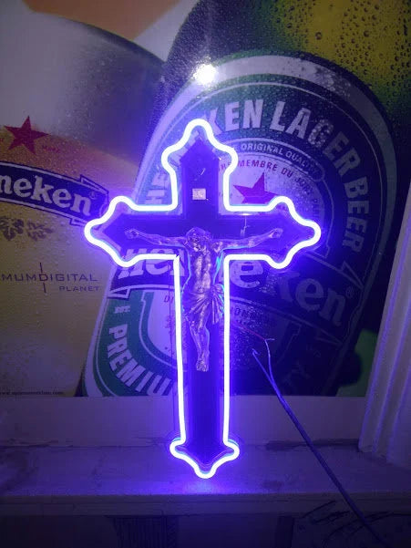 Custom Cross Neon Sign LED Wall Decor for Home, Church, and Prayer Room