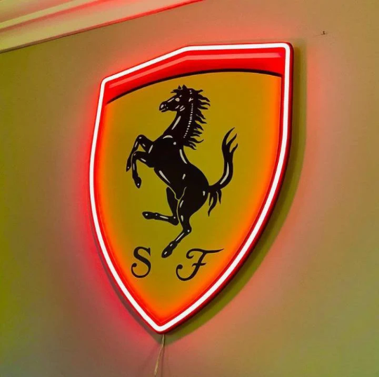 Ferrari Neon Wall Sign LED Automotive Decor for Garage and Man Cave