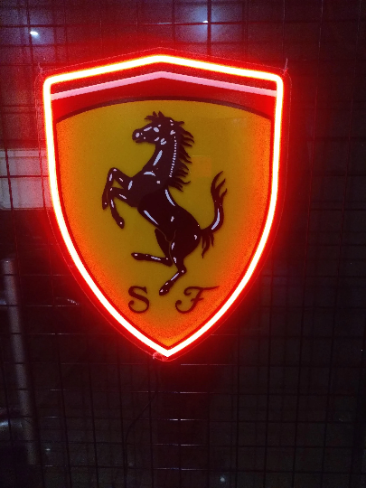 Ferrari Neon Wall Sign LED Automotive Decor for Garage and Man Cave