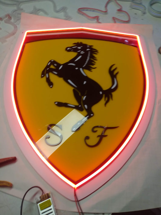 Ferrari Neon Wall Sign LED Automotive Decor for Garage and Man Cave