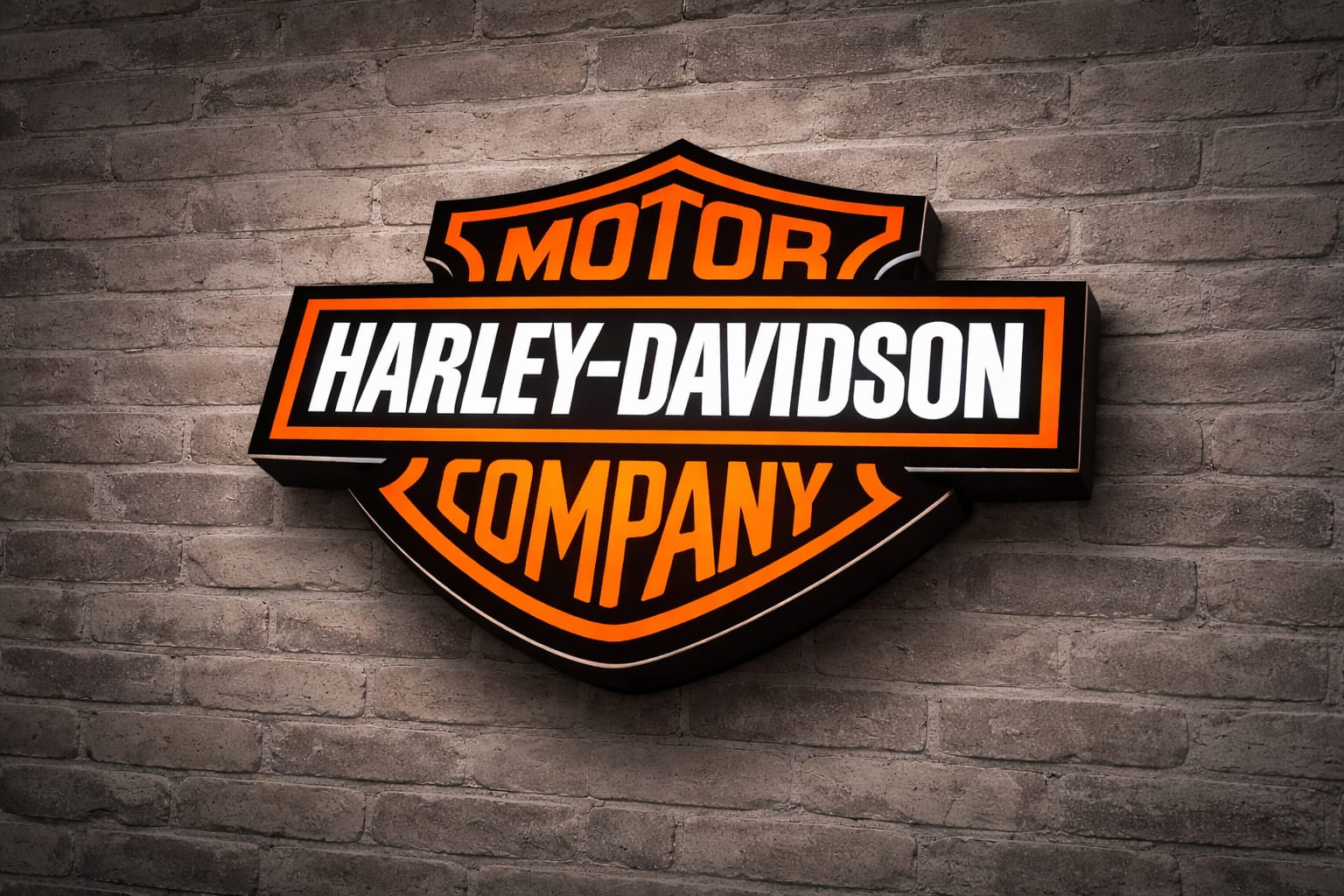 Harley Davidson LED logo wall sign made of 3mm acrylic for garage and interior decor
