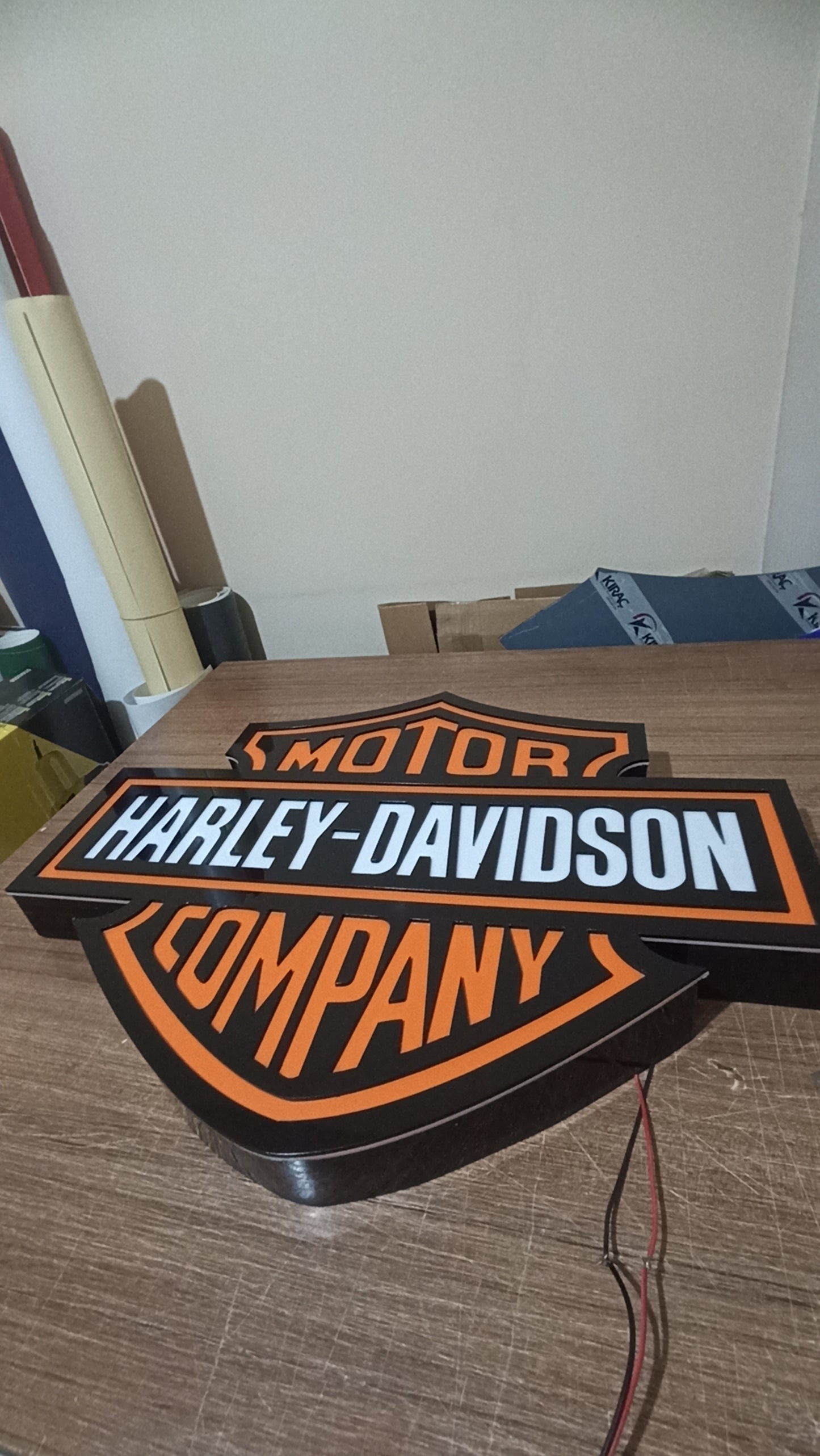 Harley Davidson LED logo wall sign made of 3mm acrylic for garage and interior decor
