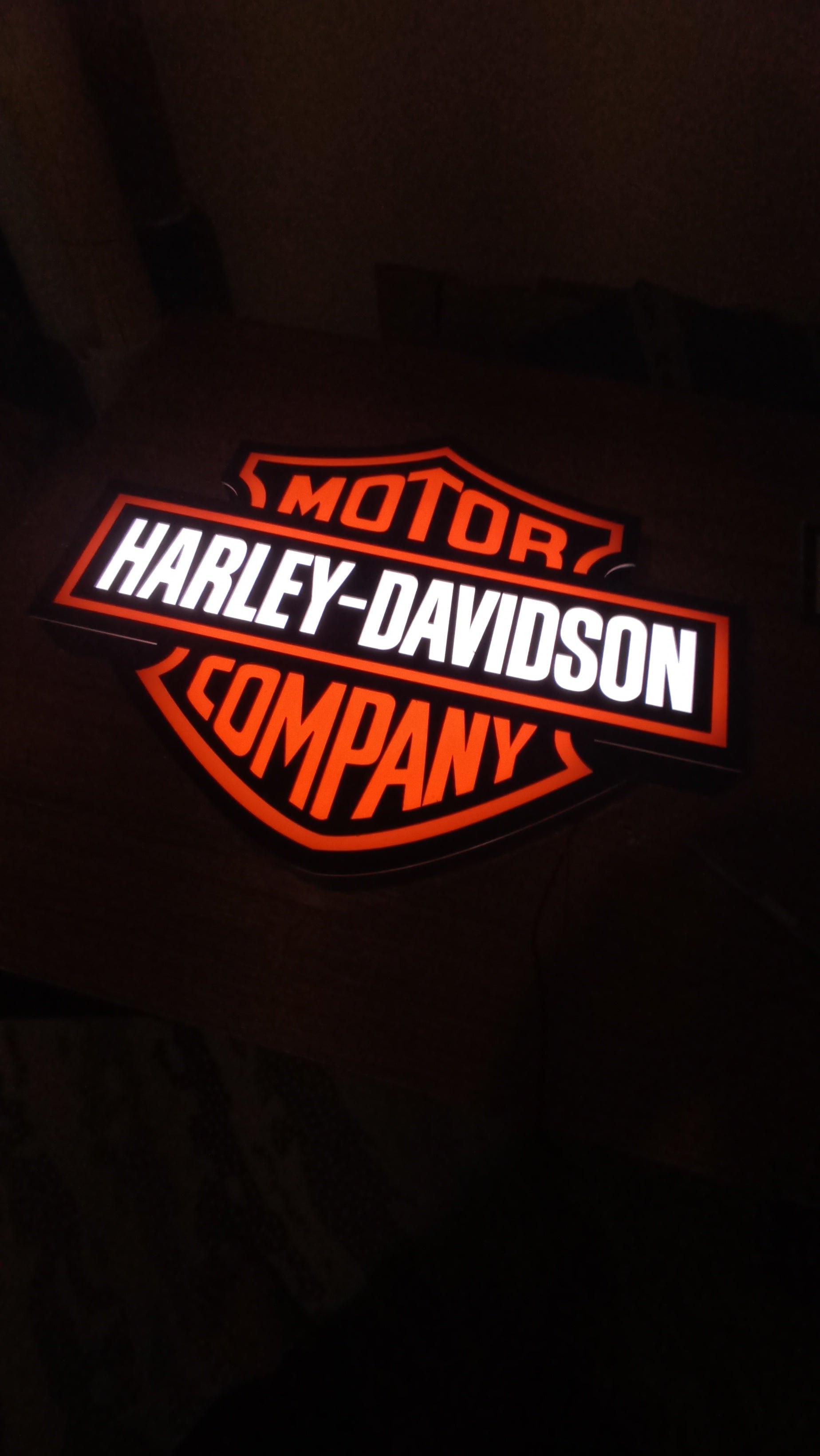Harley Davidson LED logo wall sign made of 3mm acrylic for garage and interior decor
