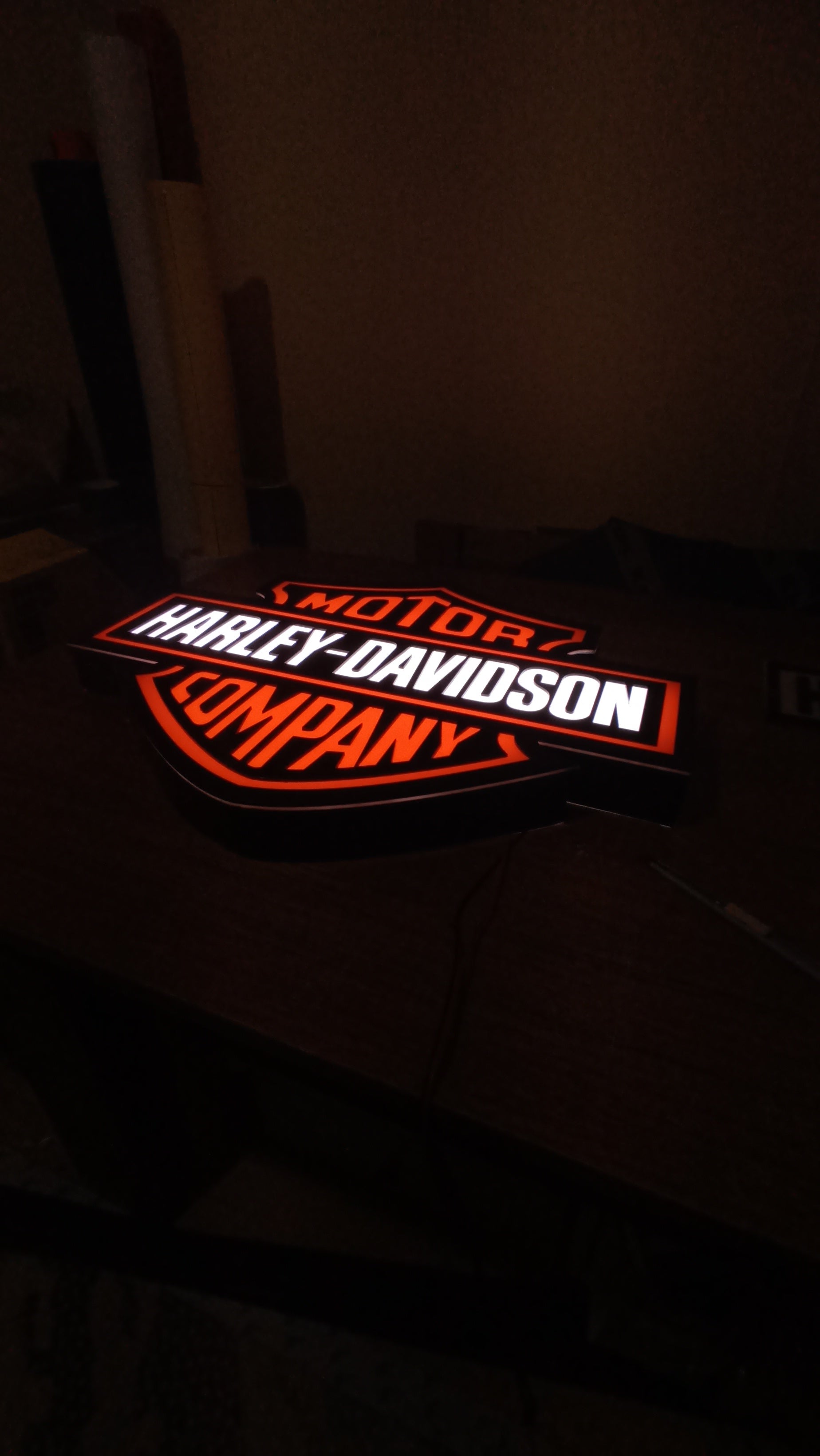 Harley Davidson LED logo wall sign made of 3mm acrylic for garage and interior decor
