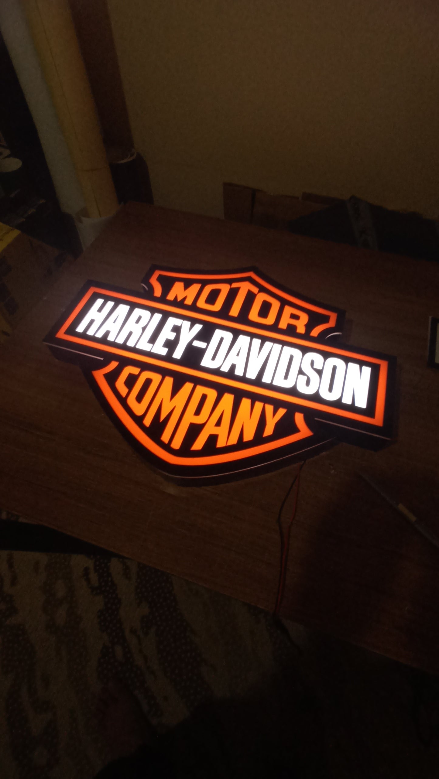 Harley Davidson LED logo wall sign made of 3mm acrylic for garage and interior decor
